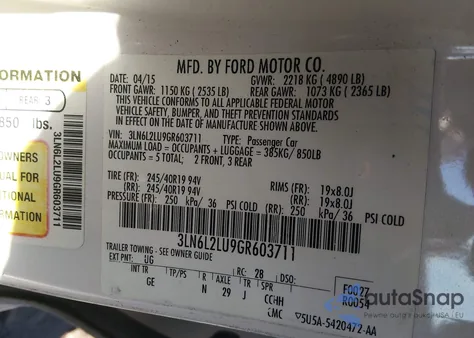 2016 Lincoln Mkz Hybrid z USA, uszkodzony, nr VIN 3LN6L2LU9GR603711